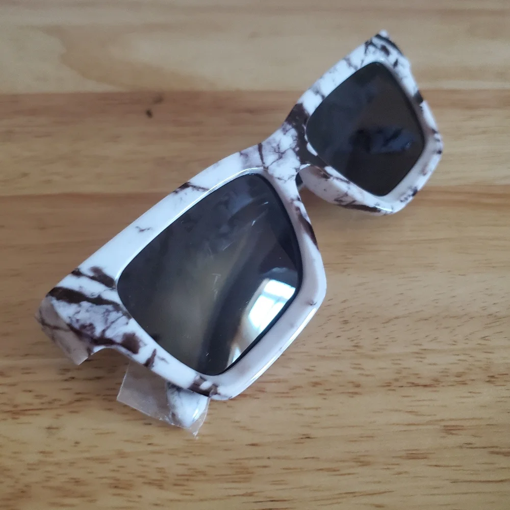 Unbranded Marble Thick frame Square Sunglasses UV 400 Protection Retro NWOT